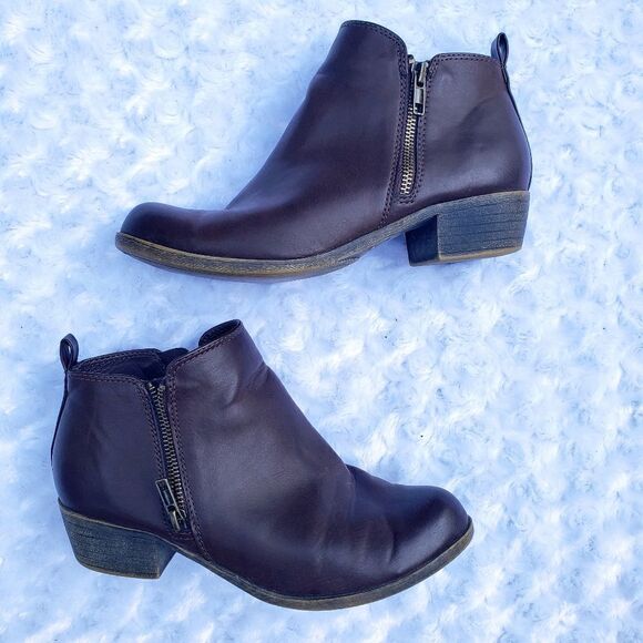 Dunes size 8 side zip dolly brown faux leather bootie - Picture 2 of 6